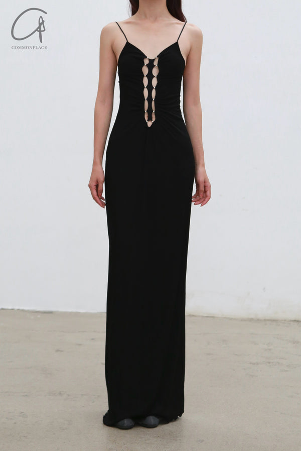 Rui Zhou 24 autumn and winter thorn hollow dress RUI-RAW24WV10-HEI black